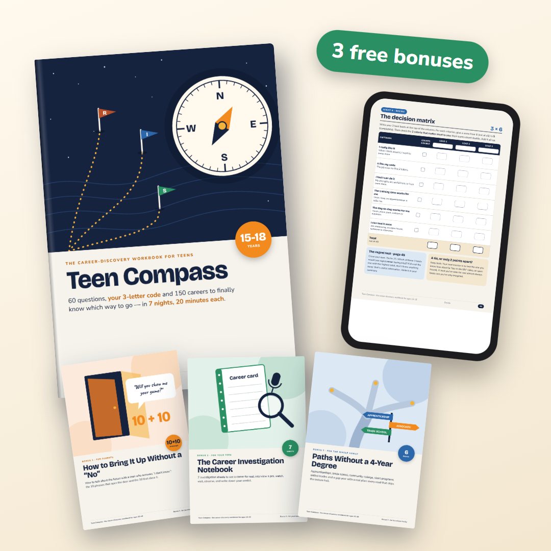 Teen Compass: the career workbook, My Summary and the 3 bonuses